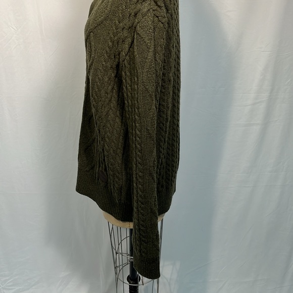 Barbour Cable Knit Olive Green Sweater Size Large - Picture 6 of 12